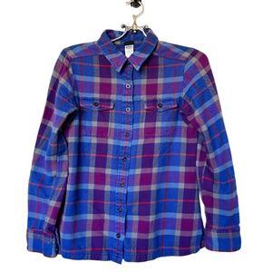 Patagonia Purple Plaid Organic Cotton ButtonUp Long Sleeve Fjord Flannel Shirt